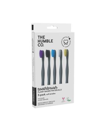 The Humble Co. toothbrush on a plant base 5 pieces sensitive bristles environmentally friendly vegan for daily oral care recommended by dentists 5 colors - Buy Online on GoSupps.com