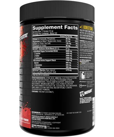 Mutant Hardcore BCAA - Pre Intra or Post Workout BCAA Next Level branched-Chain Amino Acids Supplement Hydration + Recovery - 30 Serving - Fruit Punch Fruit Punch 13.8 Ounce (Pack of 1) - Buy Online on GoSupps.com