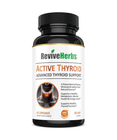 Premium Thyroid Support with Ashwagandha, Iodine, Selenium, Magnesium, Zinc, Kelp, B12 & More for Hypothyroidism, Weight Loss, Increased Energy & Metabolism by Revive Herbs