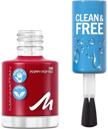 Manhattan Clean and Free Nail Polish Colour 156 Poppy Pop Red Breathable Nail Polish Vegan 8 ml - Buy Online on GoSupps.com