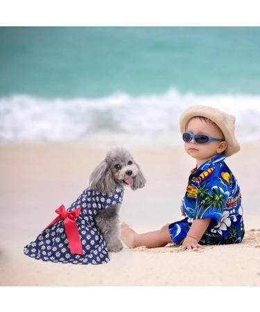 Petcute Elegant Dog Dress - Summer Tutu & Lace Skirt for Small Dogs - Cute Bowknot & Flower Design | XS Dark Blue & White - Buy Online on GoSupps.com