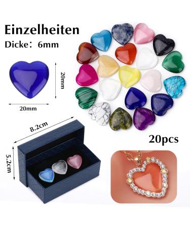 20 Piece Heart-Shaped Healing Crystal Set | Polished Gemstones for Meditation & Chakra Balance - International Shipping - Buy Online on GoSupps.com