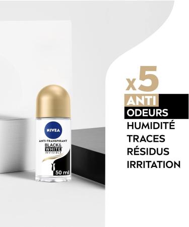 NIVEA Black&White Invisible Silky Smooth Roll-on Deodorant (1 x 50 ml) 48H Protection Antiperspirant Roll-on Soothing and Anti-Trace Women's Deodorant with Smooth Skin Effect - Buy Online on GoSupps.com