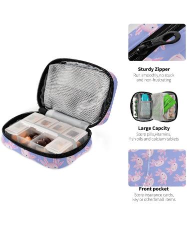 Pfrewn 7-Day Cartoon Axolotl Pill Organizer Case - Portable Weekly Vitamin & Supplement Holder with Zipper - Buy Online on GoSupps.com