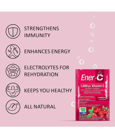 Ener-C Vitamin C Effervescent Drink Mix - Cranberry Flavor, 30 Packets (10 oz) - Boost Immunity & Energy - Buy Online on GoSupps.com