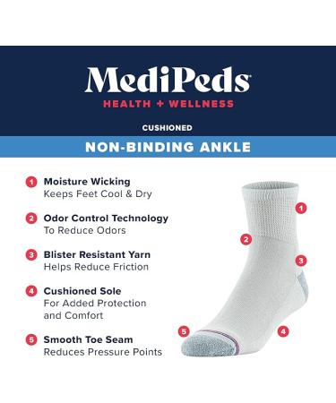 MediPeds Women's Casual Sock (Pack of 4) 3-8 White With Pink - Buy Online on GoSupps.com