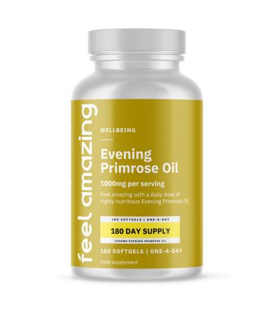 Feel Amazing Evening Primrose Oil Softgels: One-a-Day (180-Day Supply). 1000mg/Serving with 750mg Linoleic & 90mg Gamma Linolenic Acid. Essential Fatty Acid Boost for Daily Well-Being. - Buy Online on GoSupps.com