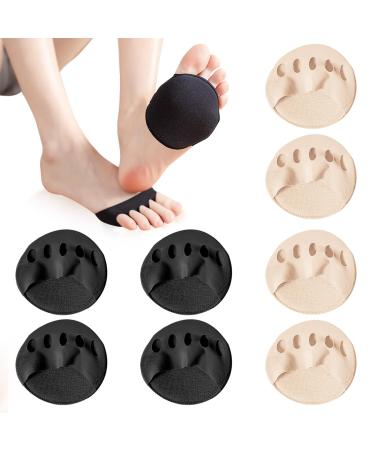 4 pair of metatarsal pad foot cushions forefoot pads soft foot bales cushion forefoot cushion football cushion soft midfoot cushion fabric forefoot pads midfoot pads (4 black 4 skin colors)