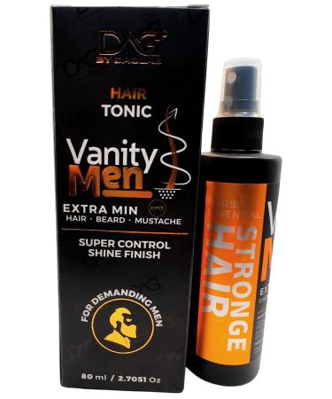 Hair Tonic SUPER CONTROL & SINE FINISH ""Vanity Men"" 80ml (2.70 oz) Stronge Hair Tonico Capilar Black