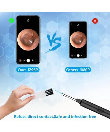 Wireless Ear Wax Removal Tool Camera | 1296P FHD | LED Light | 13 PCS WiFi Earwax Removal Kit | Ear Cleaner for iPhone iPad Android - Black - Buy Online on GoSupps.com