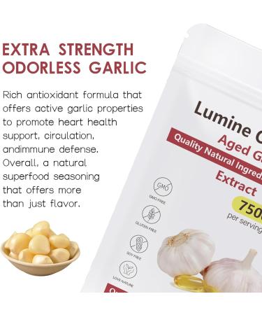 Lumine Organics Aged Garlic Extract Aged Garlic 24 Month Aged Garlic Capsules 7500mg Odorless - 300 Count Organic Garlic Supplement - Non-GMO Vegetarian (1PCS) - Buy Online on GoSupps.com