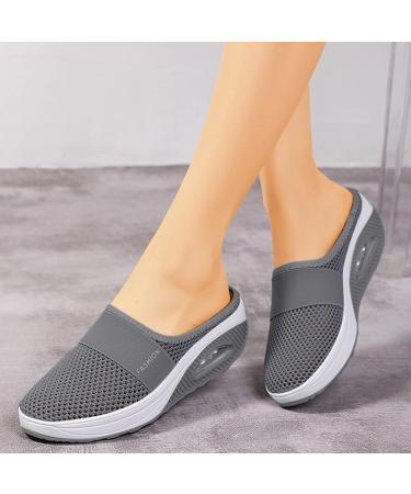 PGOJUNI Women's Diabetic Air-Cushion Platform Sneakers - Slip-On Orthopedic Walking Shoes (Dark Gray, Size 9) - Buy Online on GoSupps.com