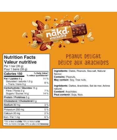 nakd. Peanut Delight Raw Fruit & Nut Bars 18 x 35g - Buy Online on GoSupps.com
