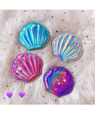 Minkissy Shell Shape Double-Sided Compact Makeup Mirror - Stylish PU Leather Travel Mirror for Women & Girls (Silver) - Buy Online on GoSupps.com
