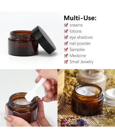 Yishik 6 Pack 30ml Amber Glass Round Jars with Black Lids 1 oz Empty Cosmetic Jars Face Cream Storage Containers for Powder Lotion Beauty Products Travel Favors Amber-1oz - Buy Online on GoSupps.com