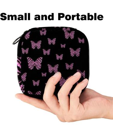 Stylish Pink Butterfly Menstruation Bag with Zipper | Women's Napkin & Tampon Organizer | Perfect for Girls - Buy Online on GoSupps.com