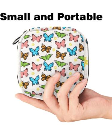 Menstruation Bag with Zipper - Women's Tampon & Napkin Organizer | Butterfly Pattern Collection - Shop Now! - Buy Online on GoSupps.com