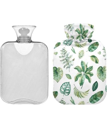 NAANLE Transparent Hot Water Bottle 1L with Palm Leaf Cover | Menstrual Cramps Relief & Heat Therapy for Hands & Feet - Buy Online on GoSupps.com