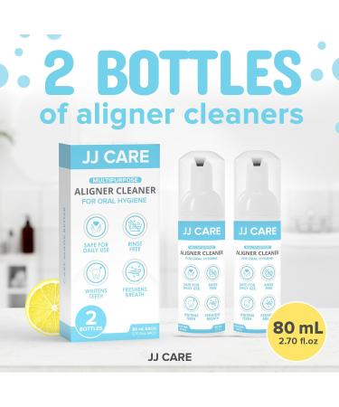 JJ CARE Aligner Cleaner Pack of 2 - 80ml Lemon-Flavored Invisalign & Retainer Cleaner for Breath Freshener - Teeth Aligner Foam - Buy Online on GoSupps.com