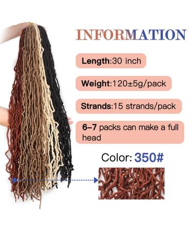 ZRQ 6 Packs 30-Inch Faux Locs Crochet Braids - Ginger Soft Locs Extensions | Copper Red Curly Wavy Hair - Buy Online on GoSupps.com
