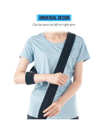 360 Relief Adjustable Arm Sling Neck Support - Collar & Cuff Support for Injured Wrist, Hand, Elbow - Medium Black | Men & Women - Includes Mesh Laundry Bag - Buy Online on GoSupps.com