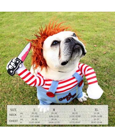 Chucky Dog Costume with Wig & Knife - Funny Halloween Cosplay for Dogs (M) - International Shipping - Buy Online on GoSupps.com