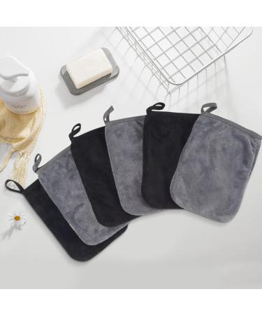 Kinhwa Washcloths & Microfiber Washing Gloves - Soft Reusable Terry Slimming Glove 15cm x 20cm 3-Piece Set - Black - Buy Online on GoSupps.com