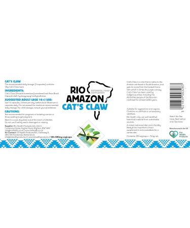 Rio Amazon Cat's Claw Bark Capsules - 120 x 500mg | Powerful Immune Support - Buy Online on GoSupps.com