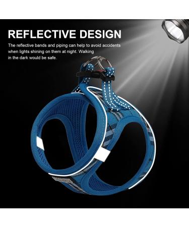 Suredoo Dog Harness for Small Dogs with Leash - Reflective Breathable Anti-Training - Blue Checked (M) | Perfect for Small & Medium Breeds - Buy Online on GoSupps.com