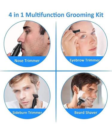 4 in 1 USB Rechargeable Nose & Ear Hair Trimmer - Waterproof Portable Dual Edge Blades for Easy Cleaning - Black - Buy Online on GoSupps.com