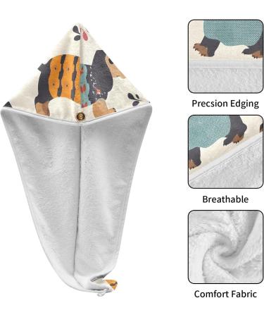 Dachshund Dogs Hair Towel 2 Pack | Super Absorbent Quick-Dry Hair Turbans for Women & Girls - Buy Online on GoSupps.com