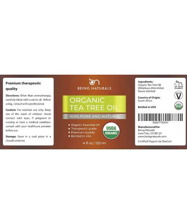 Organic Tea Tree Essential Oil 4 FL OZ - 100% Pure & Natural - Premium Quality with Glass Dropper - Buy Online on GoSupps.com