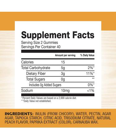 Fiber Choice Peach Gummies 80 Count - Daily Prebiotic Fiber Supplement - Buy Online on GoSupps.com