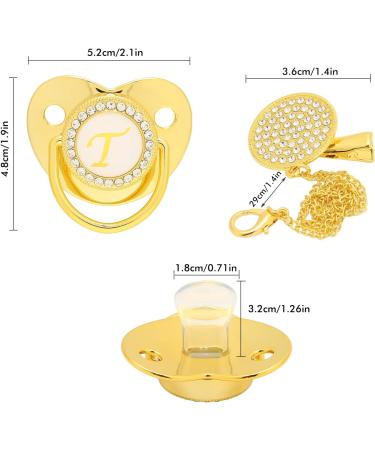 Alomejor Baby Pacifier - Curved Design 26 Letters Safe Materials Healthy Bling with Clips for 6-18 Months - Golden Color - Buy Online on GoSupps.com