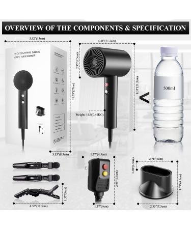 Professional Ionic Hair Dryer 1875W with Negative Ions - Multi-Protection, Noise-Cancelling, 4 LED Modes, Matte Black Finish - Buy Online on GoSupps.com