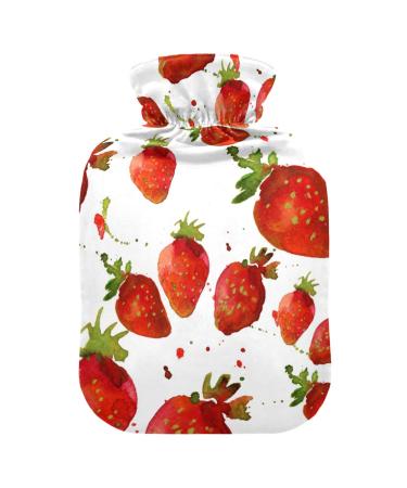 Hot water bottles with strawberry cover hot water bags for pain relief heat and cold therapy foot and bed warmer 2 liters
