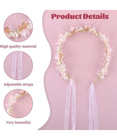 Flower Crown Flower Headband for Wedding Flower Girl Headpiece Flower Crown Pearl Flower Girl Crown Wedding Headband Bridal Flower Headbands Flower Hair Piece for Women Wedding Birthday Party - Buy Online on GoSupps.com