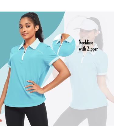 IGEEKWELL Women's Moisture Wicking Polo Shirt - Slim Fit Golf Apparel in Azure Blue (Size Large) - Buy Online on GoSupps.com