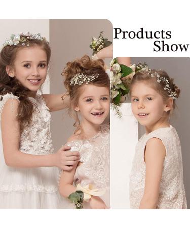 Girl Princess Wedding Headband Set - Crystal Pearl Hair Vine for Bride, Bridesmaids, Flower Girls - Accessories for Women Photography Props - Buy Online on GoSupps.com