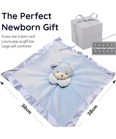 BUSHBABY 'A New Star is Born' Baby Comfort Blanket in Box | Blue Baby Gift Set for Boys | Plush Teddy Security Blanket for Newborns | Soft Toy for Babies - 10cm - Buy Online on GoSupps.com