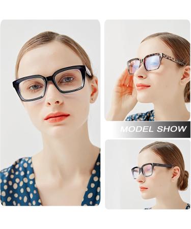 Buy 2 Pairs Oversized Retro Reading Glasses for Women | Blue Light Blocking Square Readers - Leopard & Red 2.25x - Buy Online on GoSupps.com