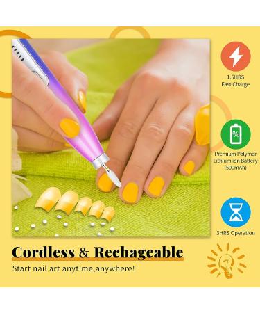Rechargeable Cordless Nail Drill Electric File for Acrylic - Portable Kit with 12 Bits - Purple Pink - Salon & Home Use - Buy Online on GoSupps.com