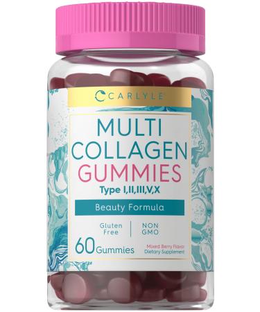 Carlyle Collagen Gummies | 60 Count | Multi Collagen Complex | Beauty Formula Supplement | Mixed Berry Flavor | Non-GMO Gluten Free