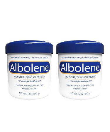 Albolene Face Moisturizer and Makeup Remover, Facial Cleanser and Cleansing Balm, Fragrance Free Cream, 12 oz (2 Pack) 12oz Jar