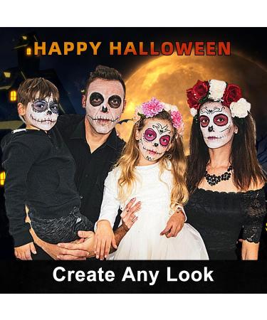 Professional White & Black Face Body Paint Kit - Halloween Clown Makeup with Brushes | Ideal for Cosplay Theater & SFX Make-up - Buy Online on GoSupps.com