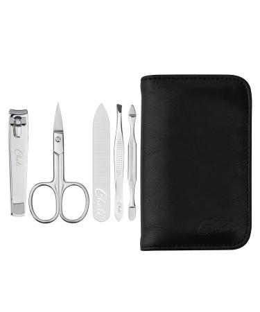 Chali 5-Part Stainless Steel Manicure Set for Men & Women - Nail Scissors Clippers Tweezers & Glass Files - Premium Nail Care Kit - Buy Online on GoSupps.com