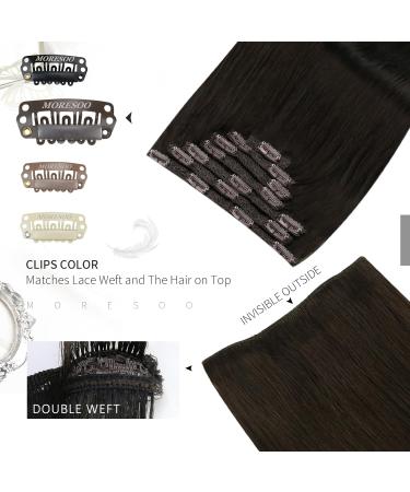 Buy Moresoo Real Hair Extensions Clip In - Darkest Brown #2 Remy Human Hair 120g 45cm 7 Tresses - Buy Online on GoSupps.com