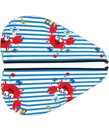 Hair Towel Wrap - Quick Drying Towel Turban with Button | Funny Crab Design on Blue Stripe - Buy Online on GoSupps.com