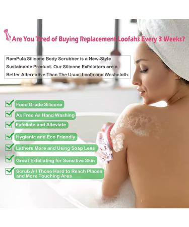 RamPula 2 in 1 Bath and Shampoo Scrubber - Silicone Body Scrubber Brush Glove for Exfoliating Wet or Dry Skin - Bath Shower Tool - Buy Online on GoSupps.com