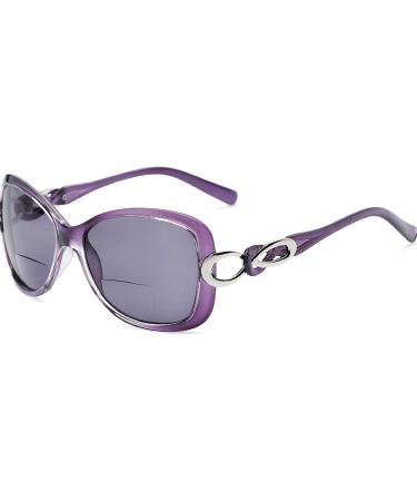 Delia Bifocal Reading Sunglasses for Women - Retro Square Style - Purple +2.00 | Readers.com - Buy Online on GoSupps.com